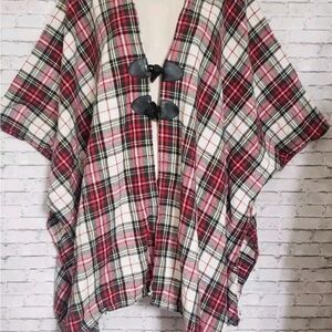Plaid Women's Top with Toggle Closure S/M Lightweight